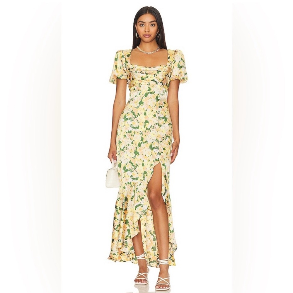 ASTR Floral Maxi Dress with Puff Sleeves